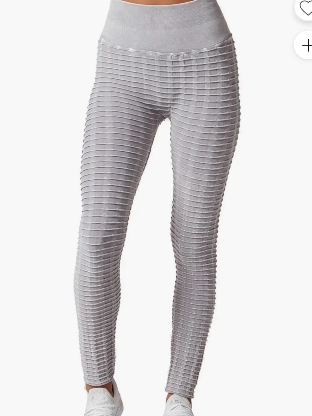 NUX Ribbed High-Waist Leggings - Light Gray